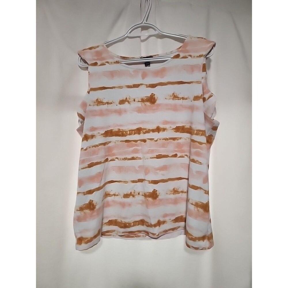 Ann Taylor Scoop Neck Sleeveless Top Blouse Scalloped Edges Size Large